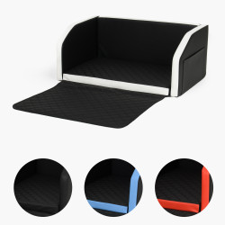 Transportín para perro en el asiento trasero con colchón y cinturón de seguridad 90x55 cm